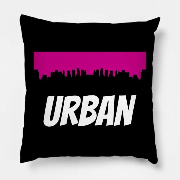 Urban City Skyline in Graffiti Style Trending Men Women Pillow by Primo Style