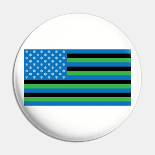 Ski Trail Green Blue Black American Flag Graphic Pin