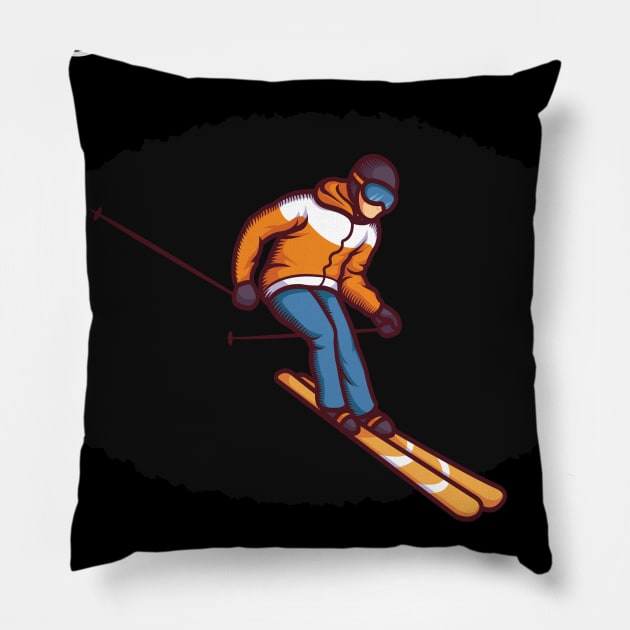 ski you later winter sports ski racing Design Gift Pillow by Lomitasu