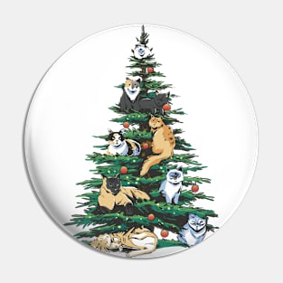 Christmas Tree Cats Realistic Pin