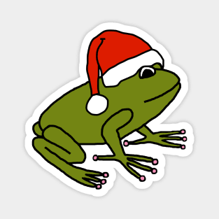 Cute Frog Wearing a Christmas Santa Hat Magnet