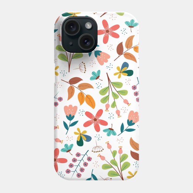 botanical colorful countryside wildflowers watercolor painting Phone Case by DonVector