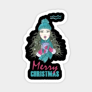 Merry Christmas Aquarius Winter Holidays Magnet