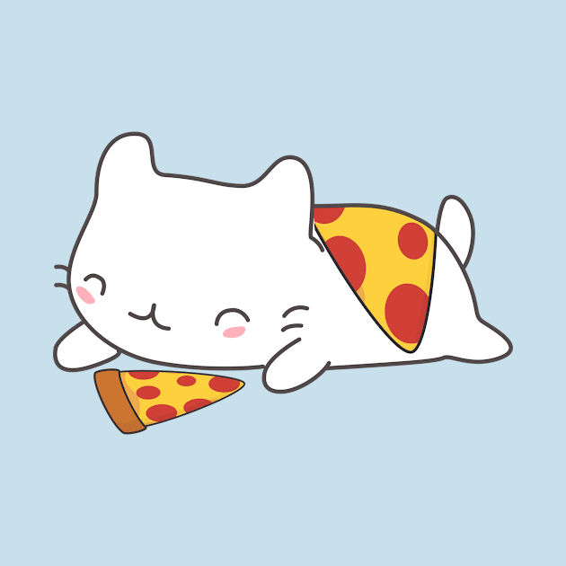 Cute Cat Loves Pizza T-Shirt by happinessinatee