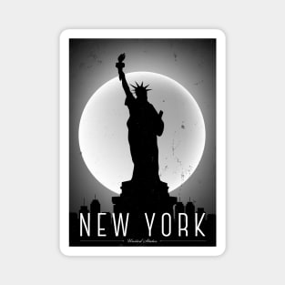 New York black and white poster Magnet