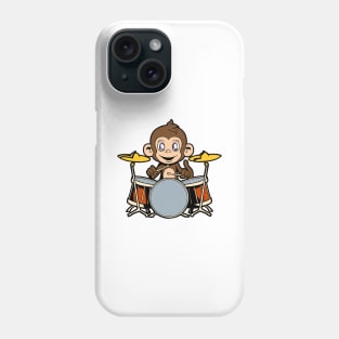 Cartoon monkey playing drums Phone Case