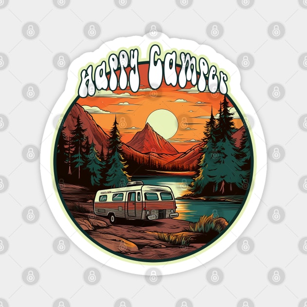 Happy Camper Magnet by nonbeenarydesigns