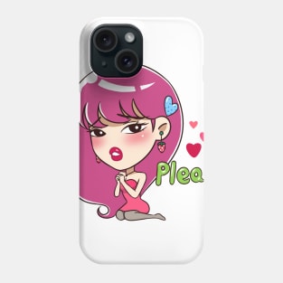 PURPLE HAIR GIRL EMOTION CARTOON Phone Case