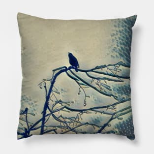 A bird and winter sunrise Pillow