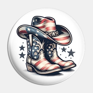 Toby Keith Hat And Shoes With Patriotic Accents Pin