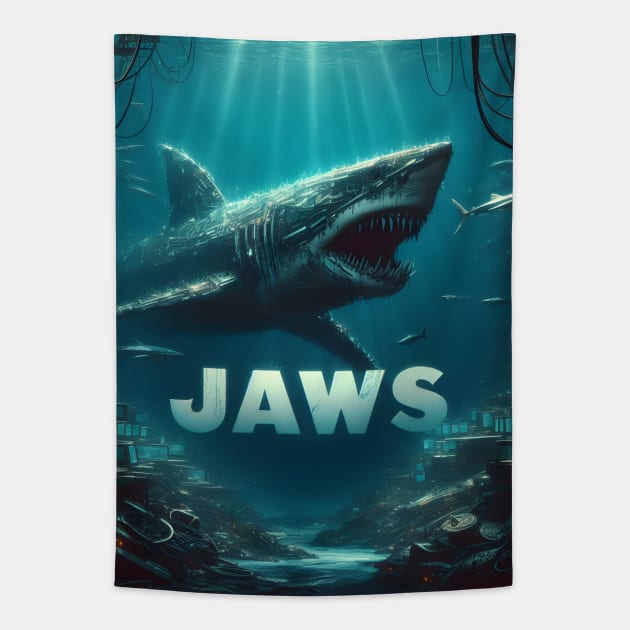 Unleash Oceanic Dread: Dive into Shark-Inspired Thrills with our Jaws-Inspired Collection! Tapestry by insaneLEDP