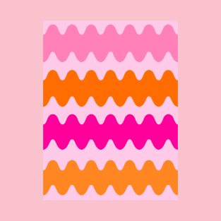 Wavy Lines Pink and Orange T-Shirt