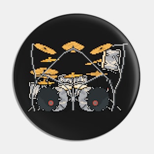 Pixel Crazy Silver Drum Set Pin