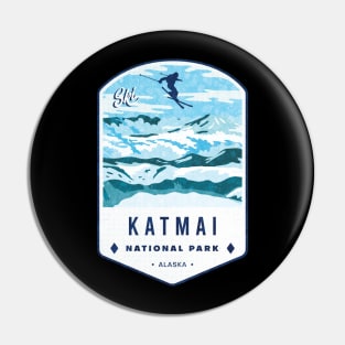 Ski Katmai National Park Alaska Pin