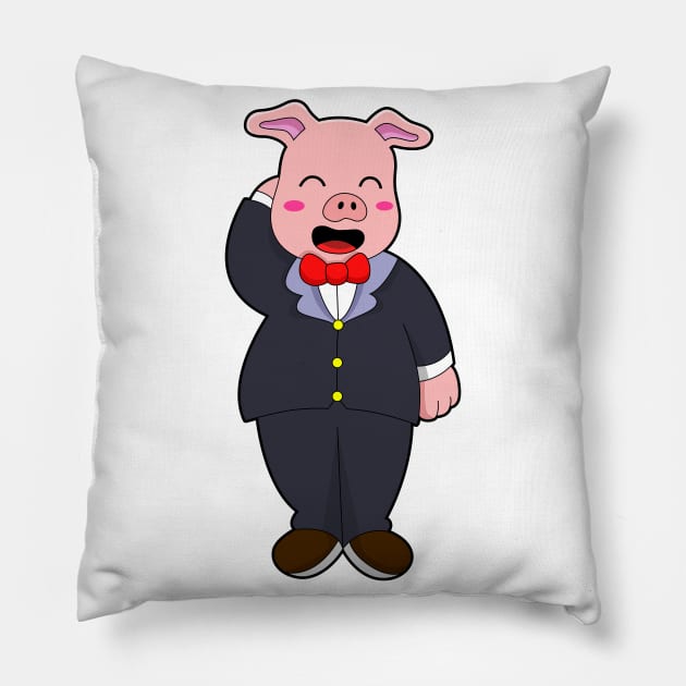 Pig as Groom with Suit & Tie Pillow by Markus Schnabel