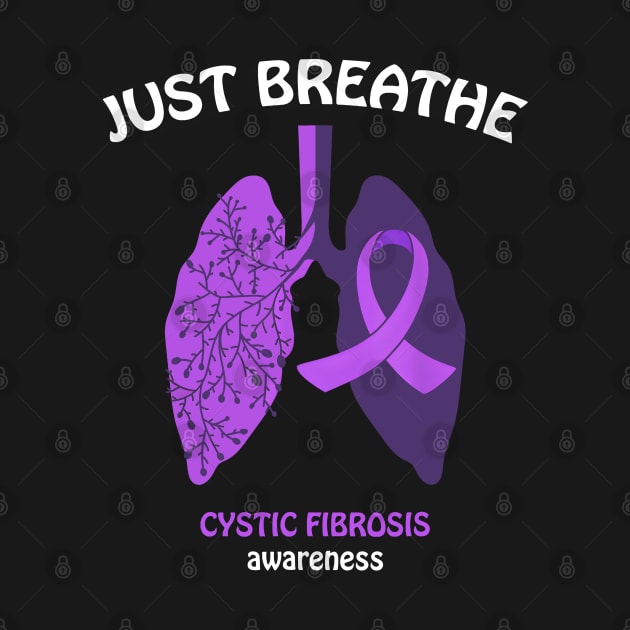 Just Breathe Purple Ribbon CF Cystic Fibrosis Awareness by JazlynShyann