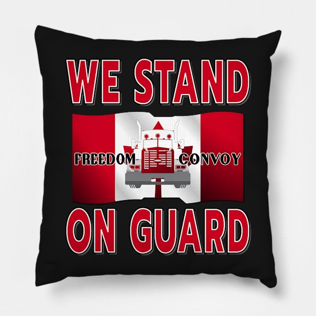 FREEDOM CONVOY OF TRUCKERS STAND ON GUARD FOR THEE RED Pillow by KathyNoNoise