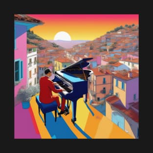 A Pianist Performing In Cinque Terre Italy T-Shirt