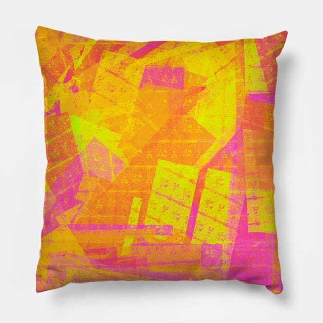 Abstract Yellow Pink Orange Pattern Art Pillow by basselelkadi