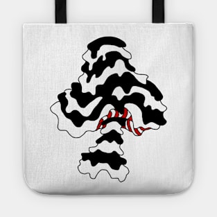 The Perfect Magic Mushroom: Trippy Dripping Wavy Black and White and Red Contour Lines Tote