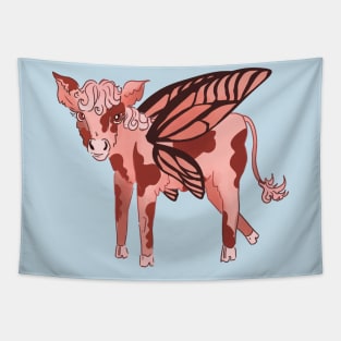 Butterfly strawberry cow Tapestry