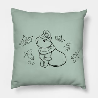 Christmas Capybara [Black Lines] Pillow