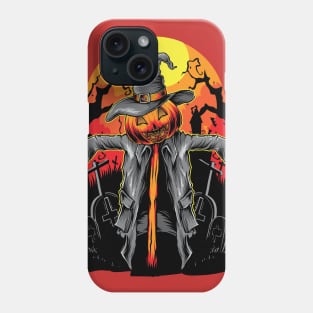 Pumpkin Scarecrow Cemetery Halloween Phone Case