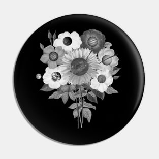 SunFlower System Planets Black and White Pin