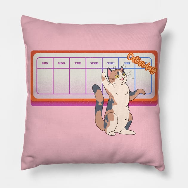 Caturday fun cat days of the week design Pillow by kuallidesigns