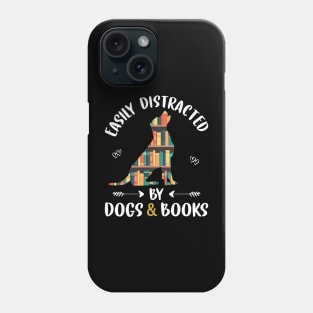 Easily Distracted By Dog And Books Funny Reading Lover Girls Phone Case