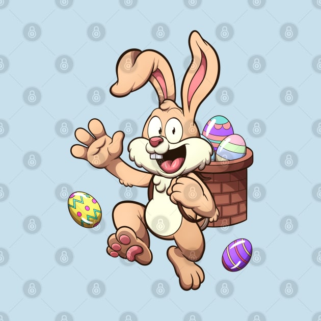 Happy Easter Bunny With Basket Full Of Easter Eggs by TheMaskedTooner