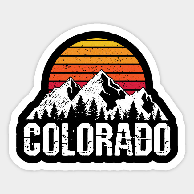 Retro Vintage Colorado Mountain & Sun - Colorado - Sticker