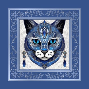 Sapphire Bloom Feline T-Shirt