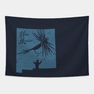 New Mexico Distressed Fly Fishing State Map Tapestry