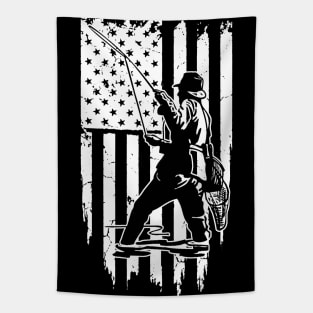 Fisherman with American Flag Tapestry