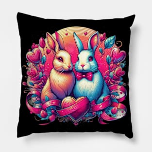 rabbits couple happy valentines day Pillow