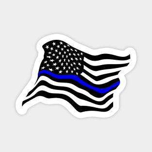 Waving USA Police Thin Blue Line Flag Magnet