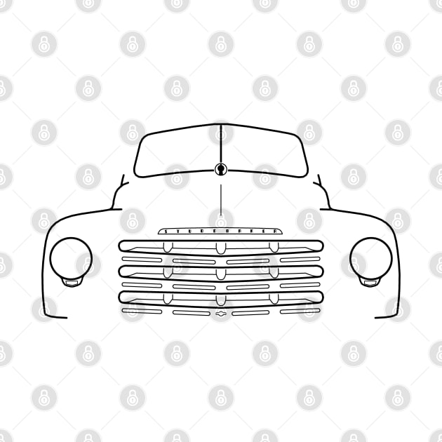 Studebaker 2R5 classic 1950s pickup truck black outline graphic by soitwouldseem