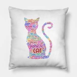 Cat Kitten Silhouette Shape Text Word Cloud Pillow