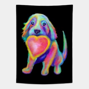 Soft Pastel Lovable Rainbow Pup Tapestry