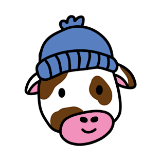 Cute cartoon dairy cow wearing a wooly hat T-Shirt