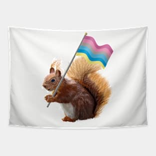 A Red Squirrel with a Genderflux Pride Flag. Tapestry