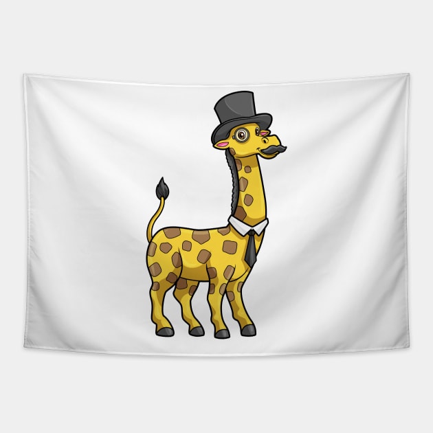 Giraffe as Gentleman with Hat, Tie and Mustache Tapestry by Markus Schnabel