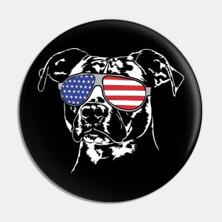 Patriotic American Staffordshire Terrier American Flag Sunglasses Pin