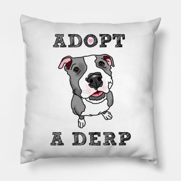 Derpy Pit Bull, Rescue Pit Bull, Pittie Mom, Rescue Dog, Adopt Don't Shop T-Shirt Pillow by sockdogs