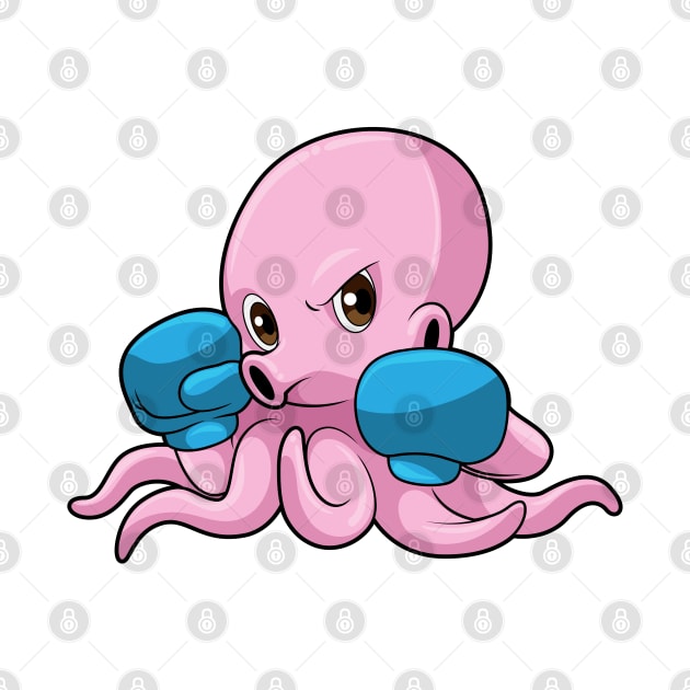 Octopus as Boxer with Boxing gloves by Markus Schnabel