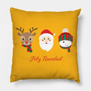 Feliz Navidad ' Santa Claus and Friends Aesthetic Logo design Pillow