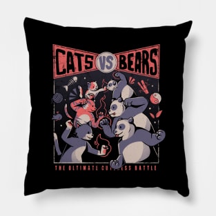 Cats Vs Bears Ninja Fight Fun Battle by Tobe Fonseca Pillow