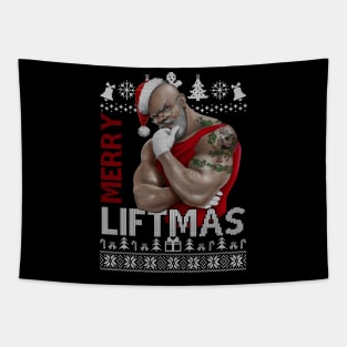 Merry Liftmas Ugly Christmas Gym Workout Gift Mens 4 Tapestry