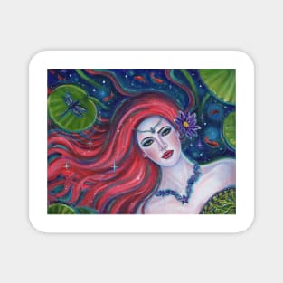 Daphne mermaid with dragonfly art by Renee Lavoie Magnet